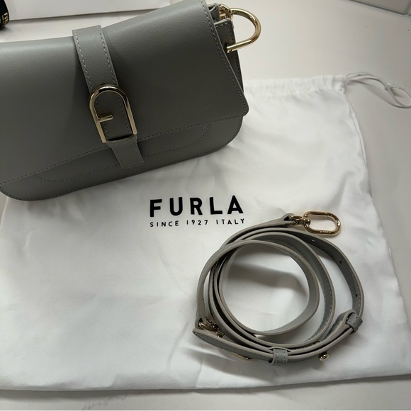 BRAND NEW FURLA FLOW TOP HANDLE MINI BAG IN CENERE - Picture 11 of 16